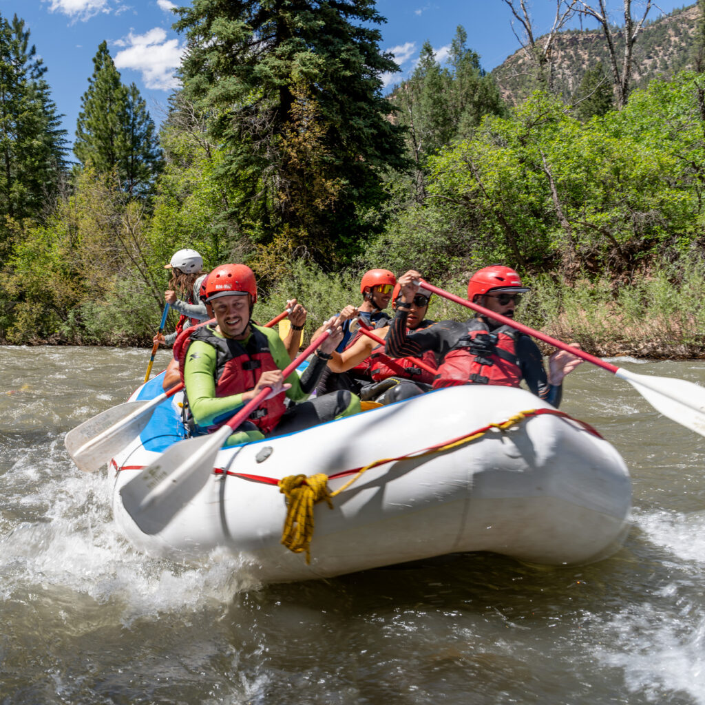 close up of boat on the San MIguel River near Telluride, Colorado