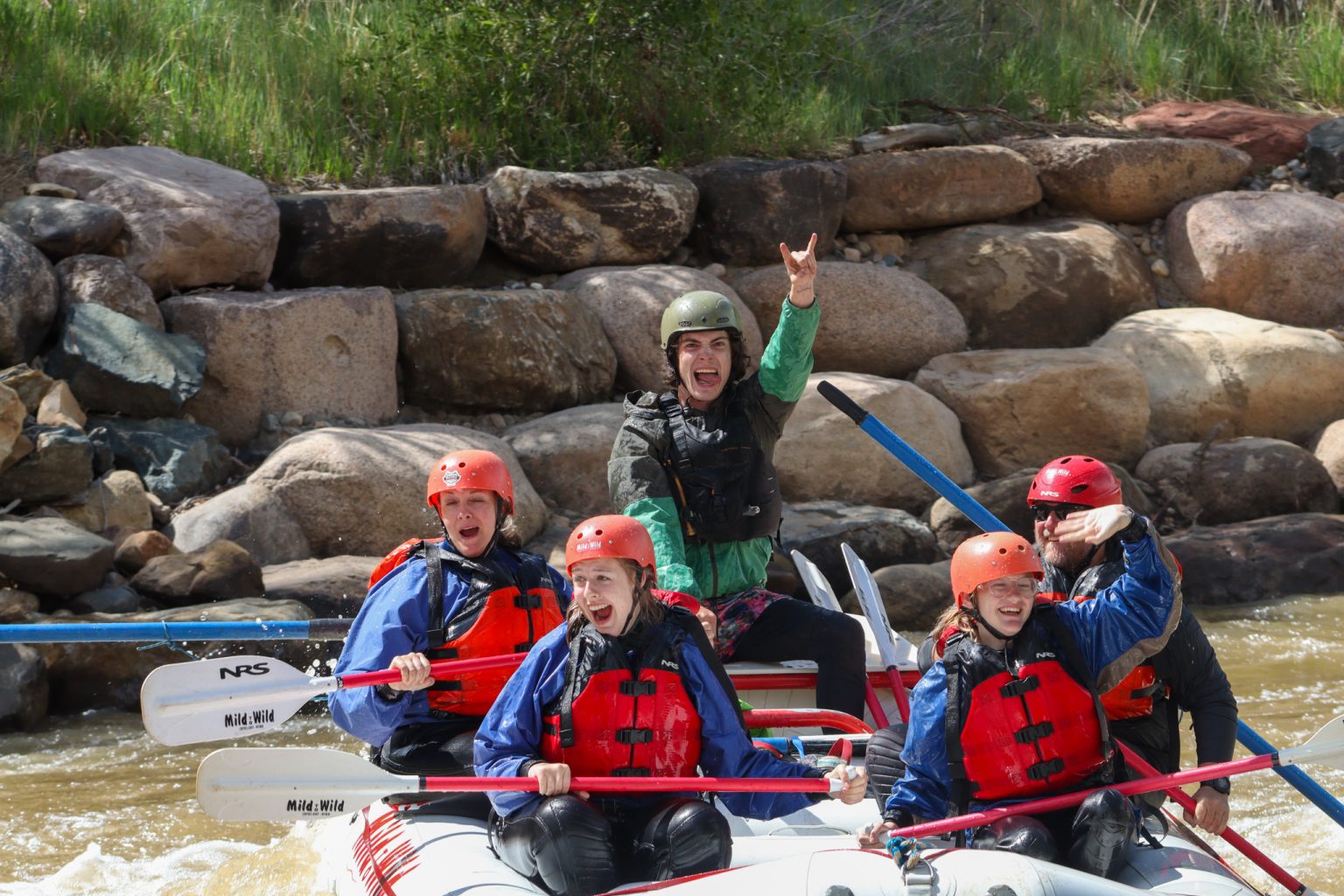 Lower Animas Whitewater rafting - Celebratingo n the raft - Durango, Colorado