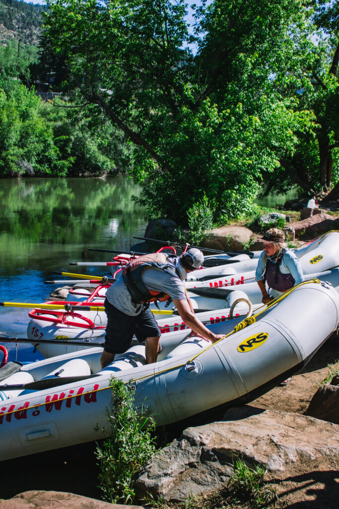 Guides next to rafts - Animas River Durango - Mild to Wild