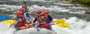 Close up of raft paddling through whitewater on Clear Creek - Denver, Colorado
