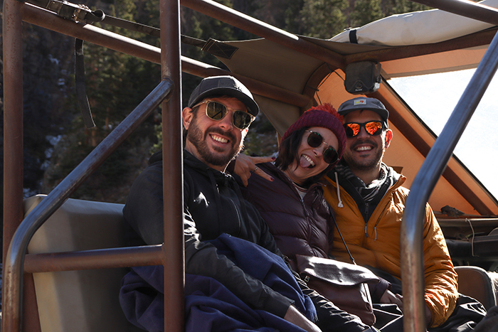 close up of 3 friends smiling in the back of a Jeep Gladiator in Silverton Colorado - Mild to Wild
