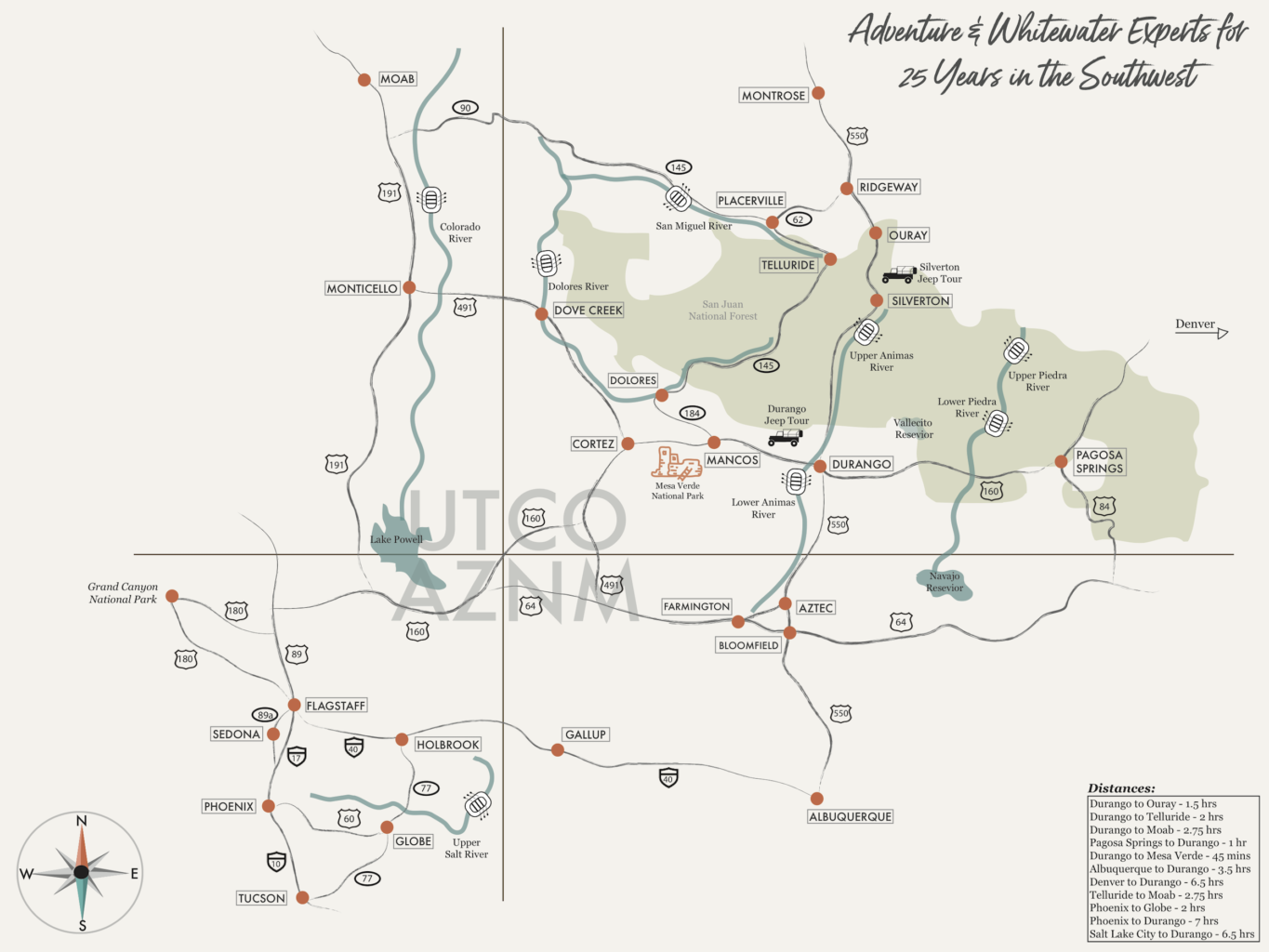 Southwest Map - Mild to Wild