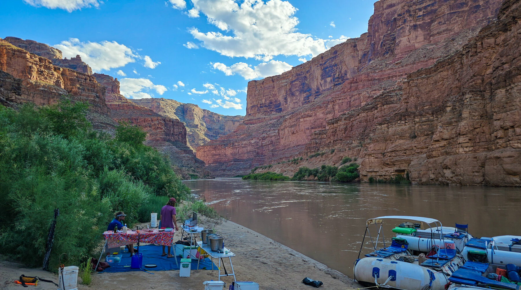 Camp on the beach in Cataract Canyon on the Colorado River