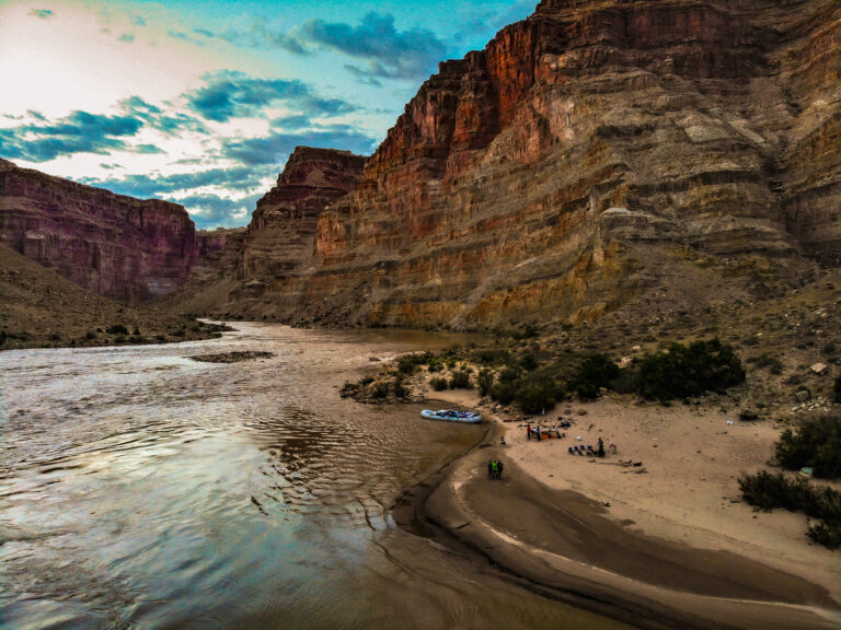 Drone shot of beach along the Colorado River - Mild to Wild