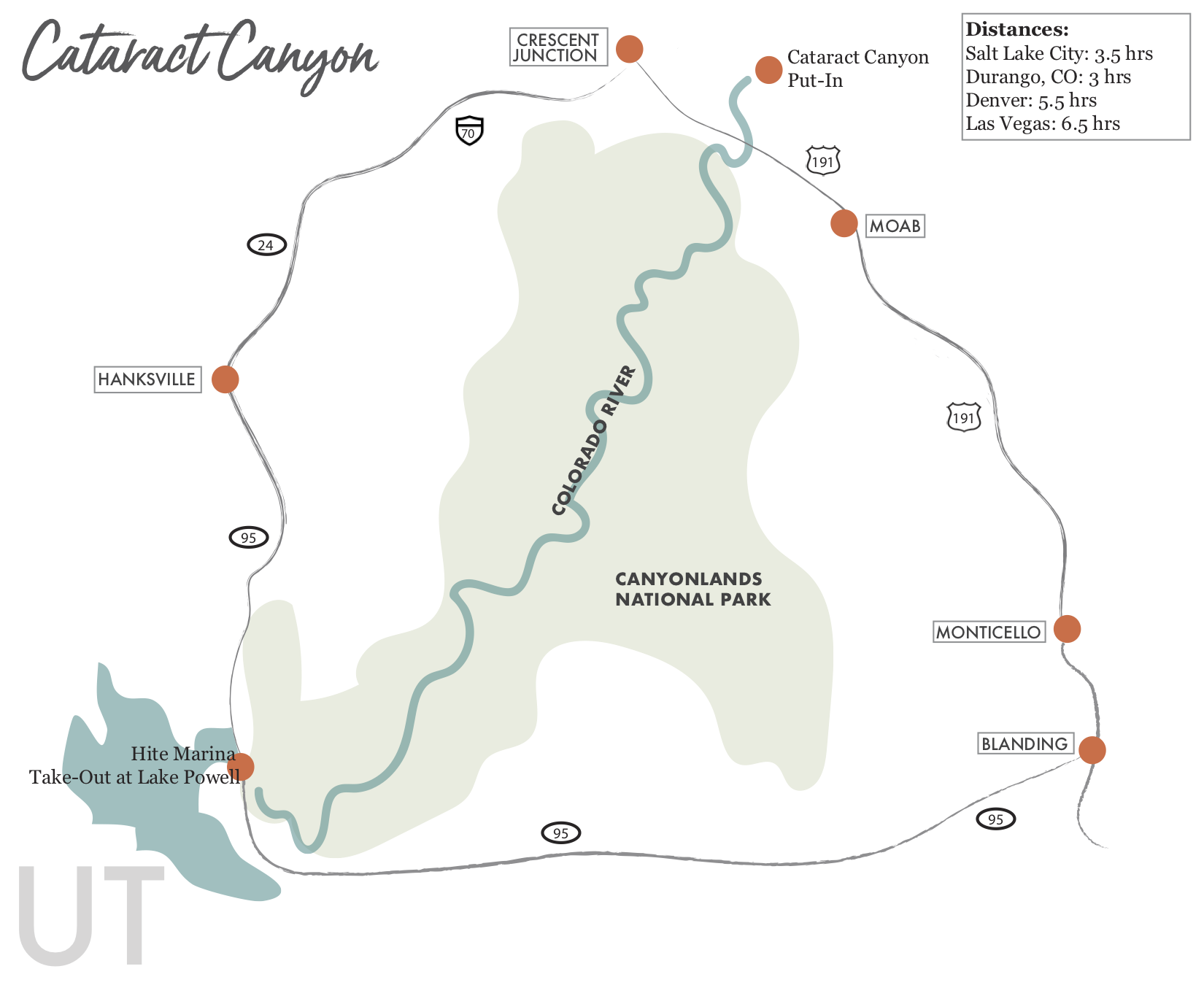 Cataract Canyon Rafting Map - Mild to Wild Rafting