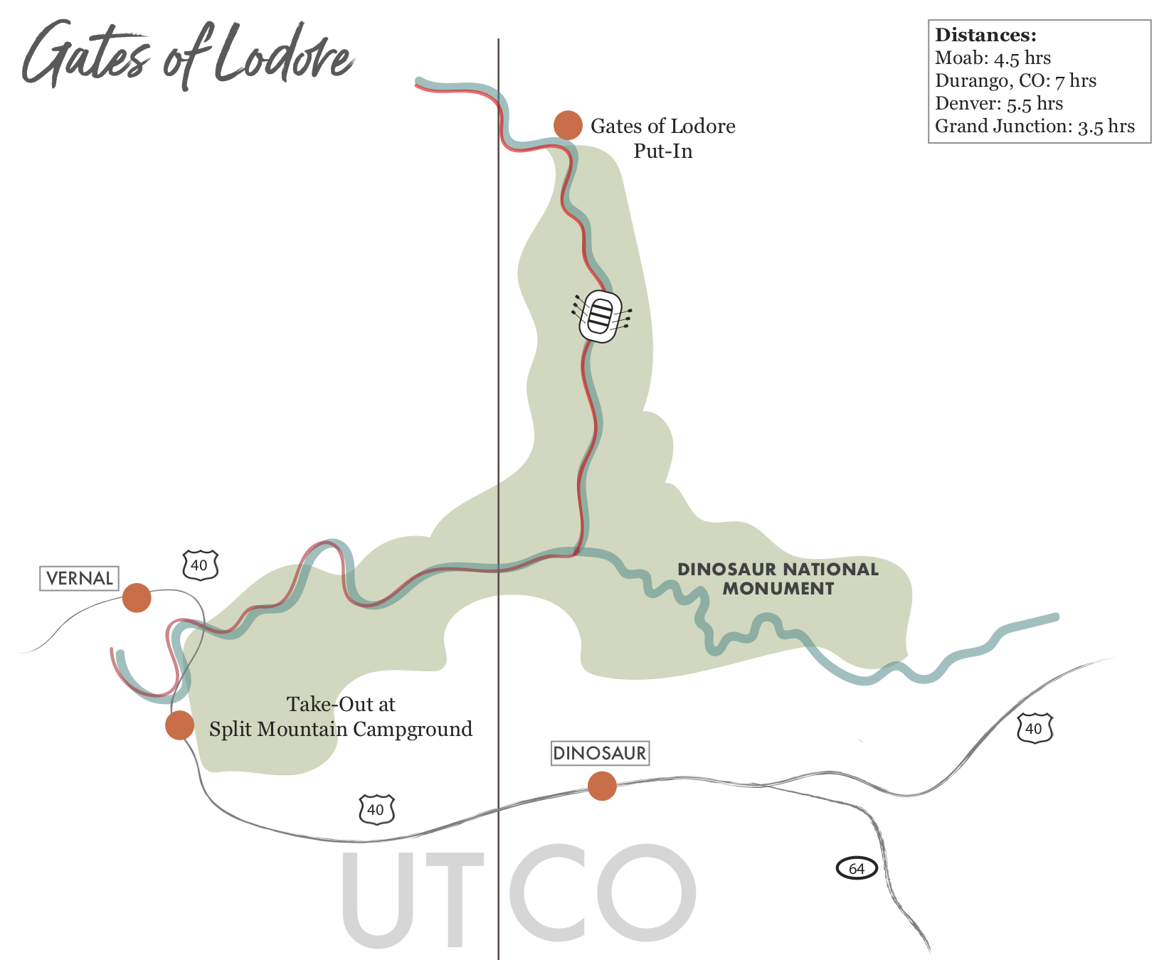 Gates Of Lodore Rafting Map - Mild to Wild Rafting