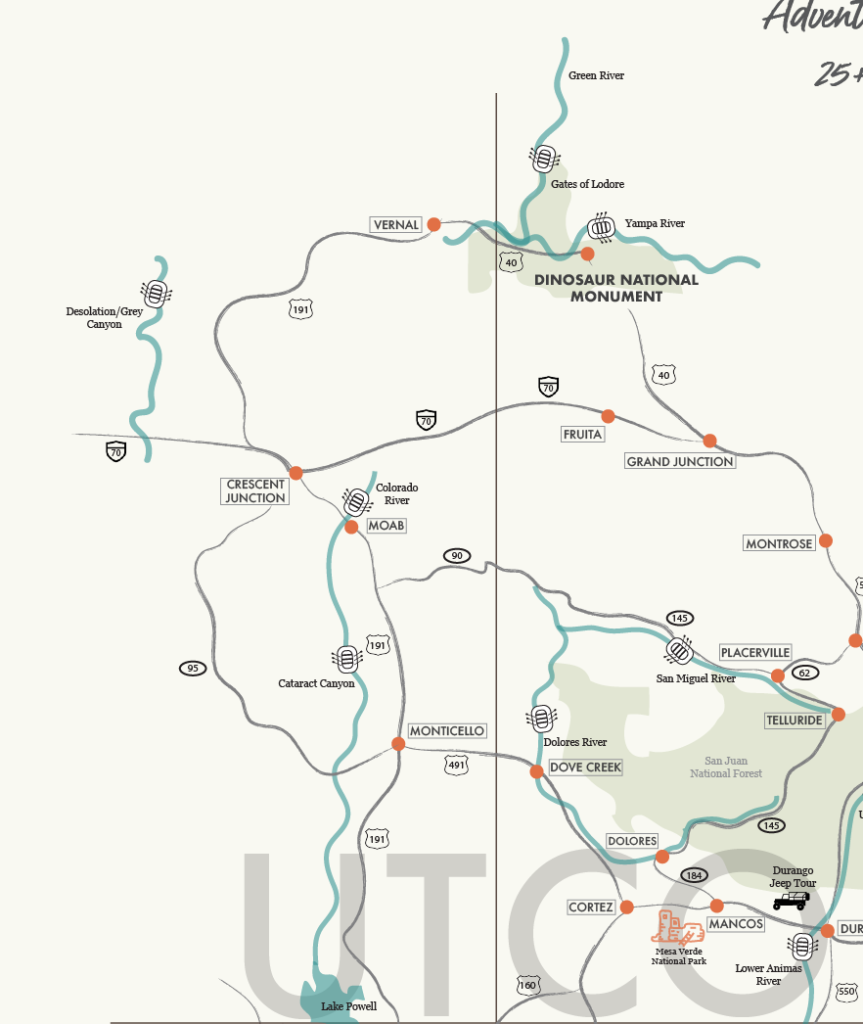 Utah Rafting Map - Mild to Wild Rafting