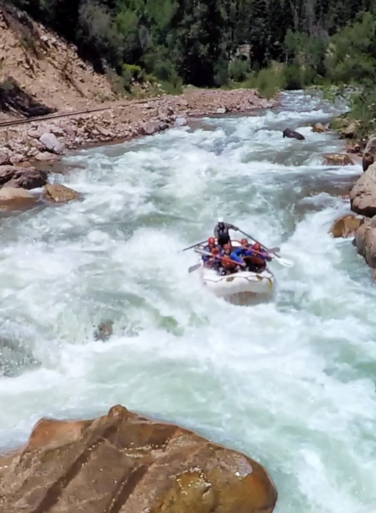 rafting down no name rapid on the upper animas river