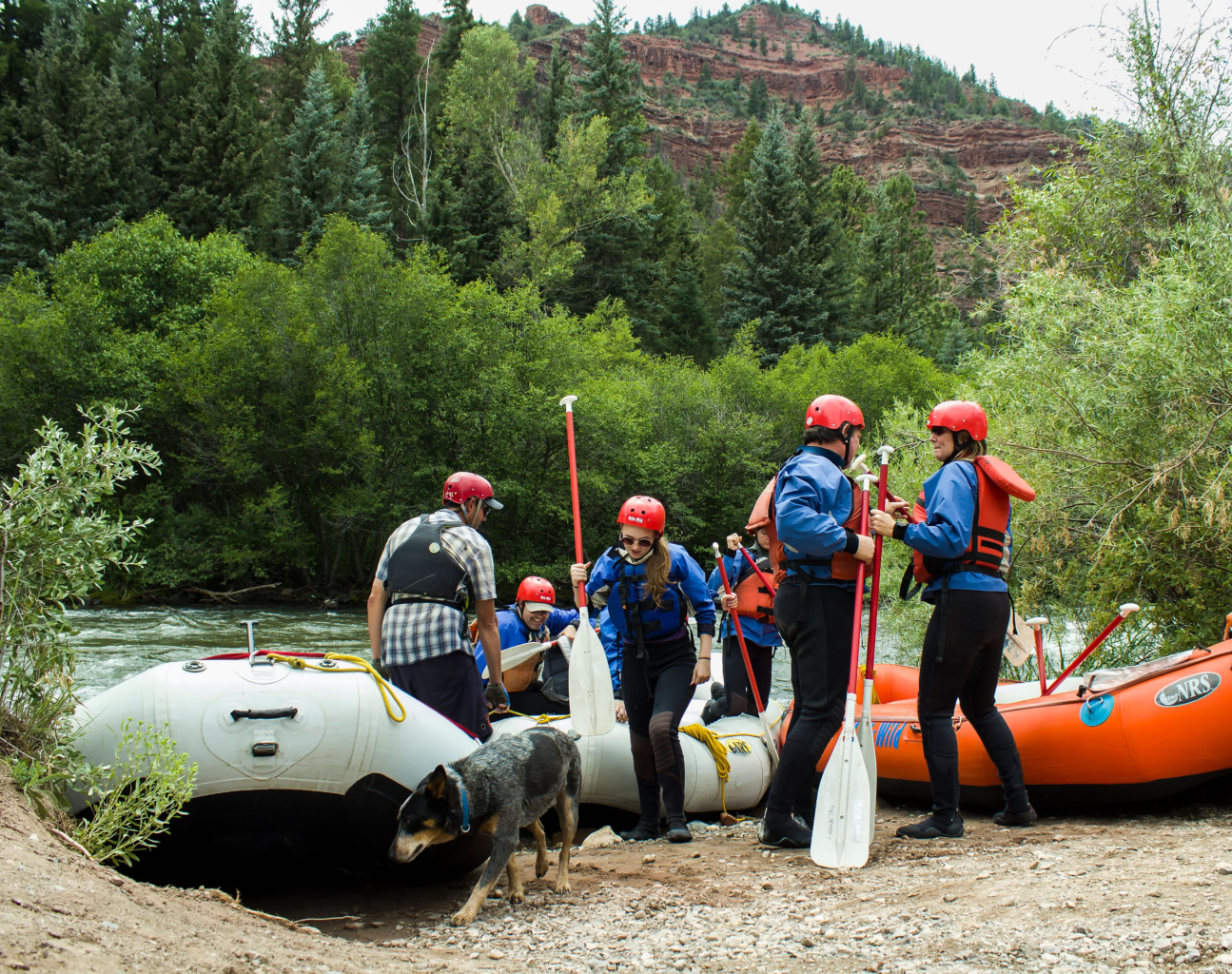 People taking out on the San Miguel River near Telluride, Colorado