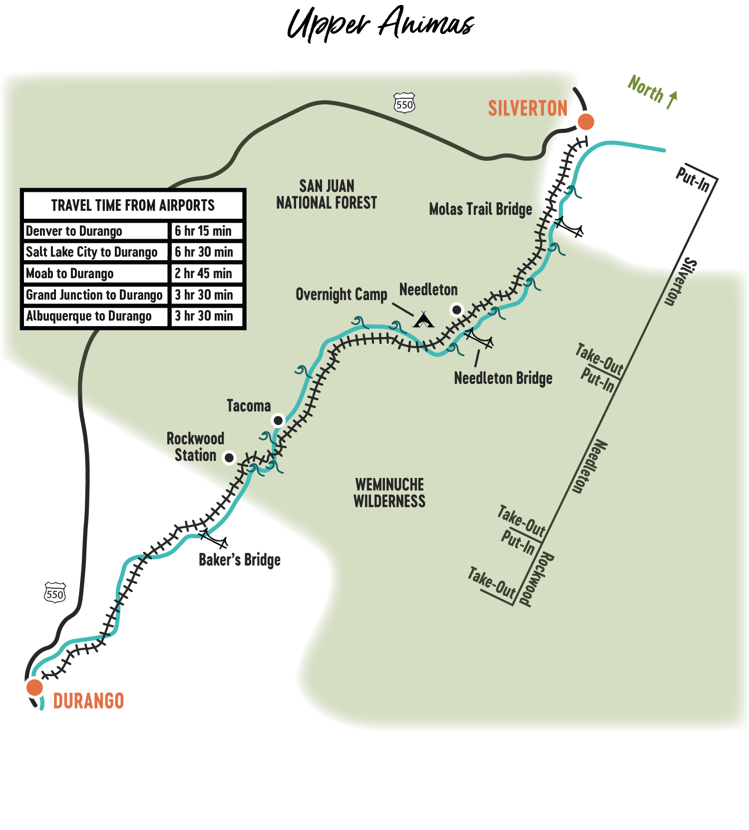 Upper Animas River Rafting Trip Map – Mild to Wild Rafting