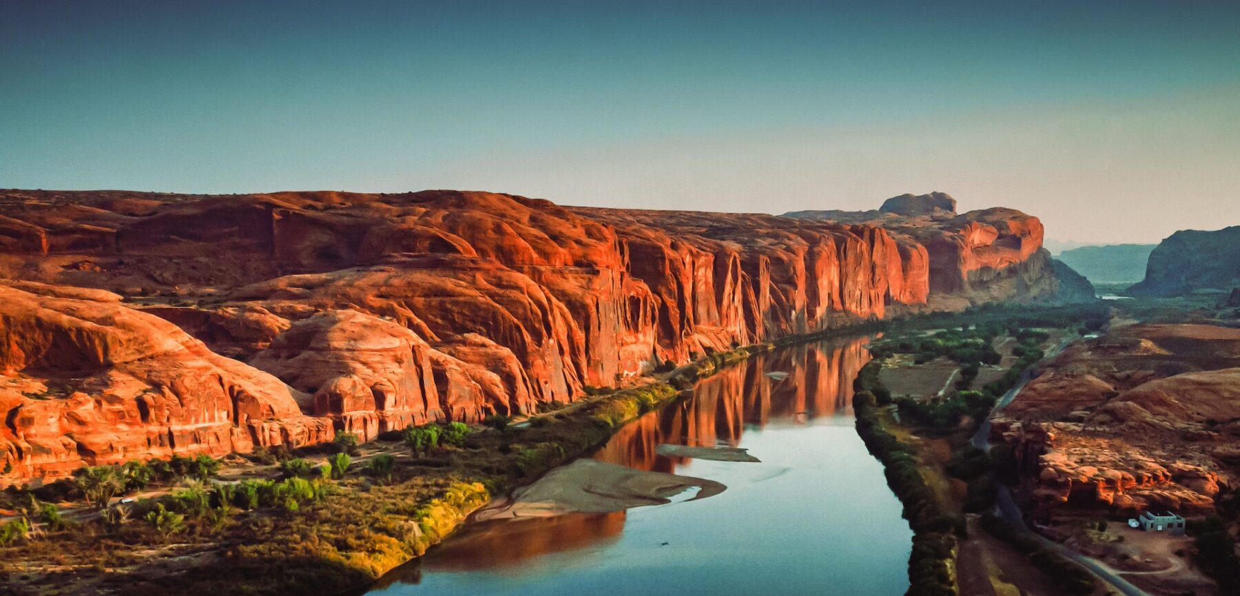 Morning Moab Drone Shot - Hero Backgrounds - Mild to Wild