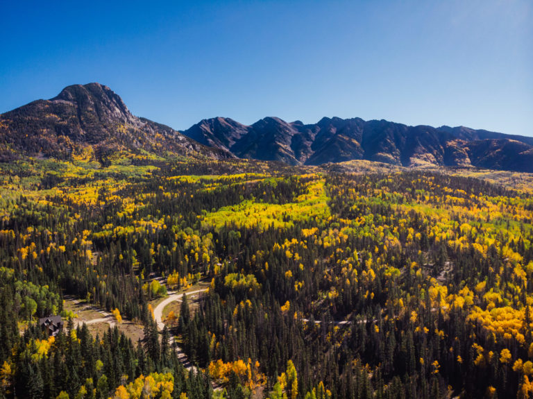 Drone Shot of Twilight and Fall Aspen - San Juan Skyway - Mild to Wild