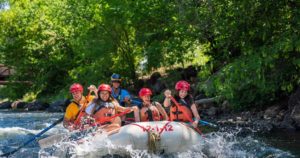 A family white water rafting in durango with Mild to Wild