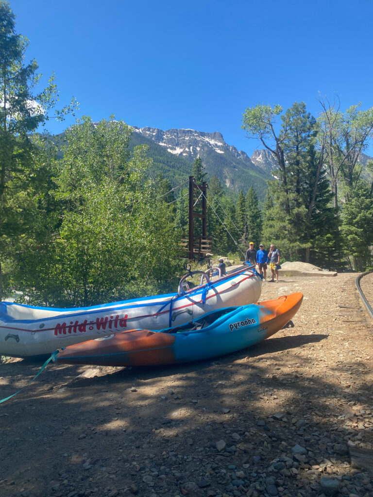 early spring white water rafting conditions. shown on the Upper Animas River .