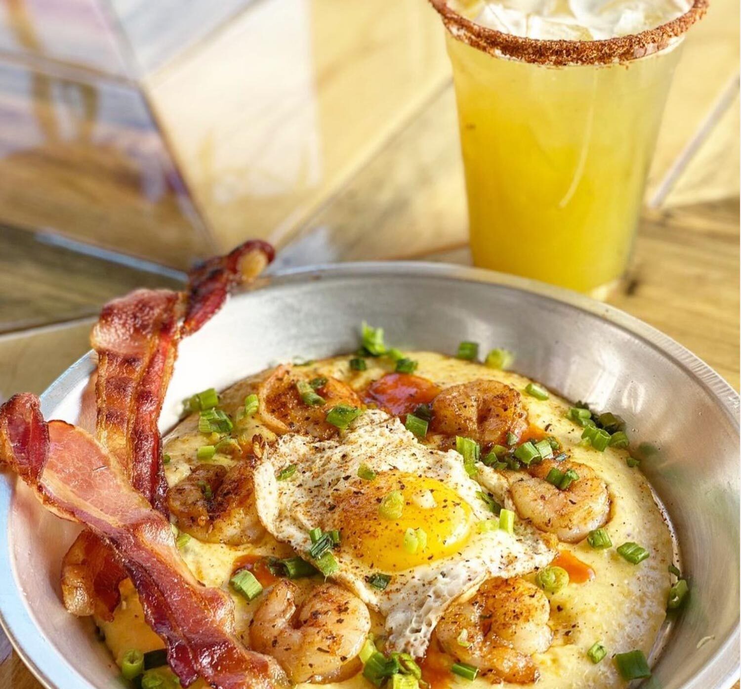 Eggs and bacon with cocktail - AquaSol Waterfront Eatery - Mild to Wild