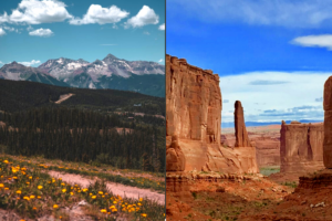 Moab and Telluride landscapes side by side