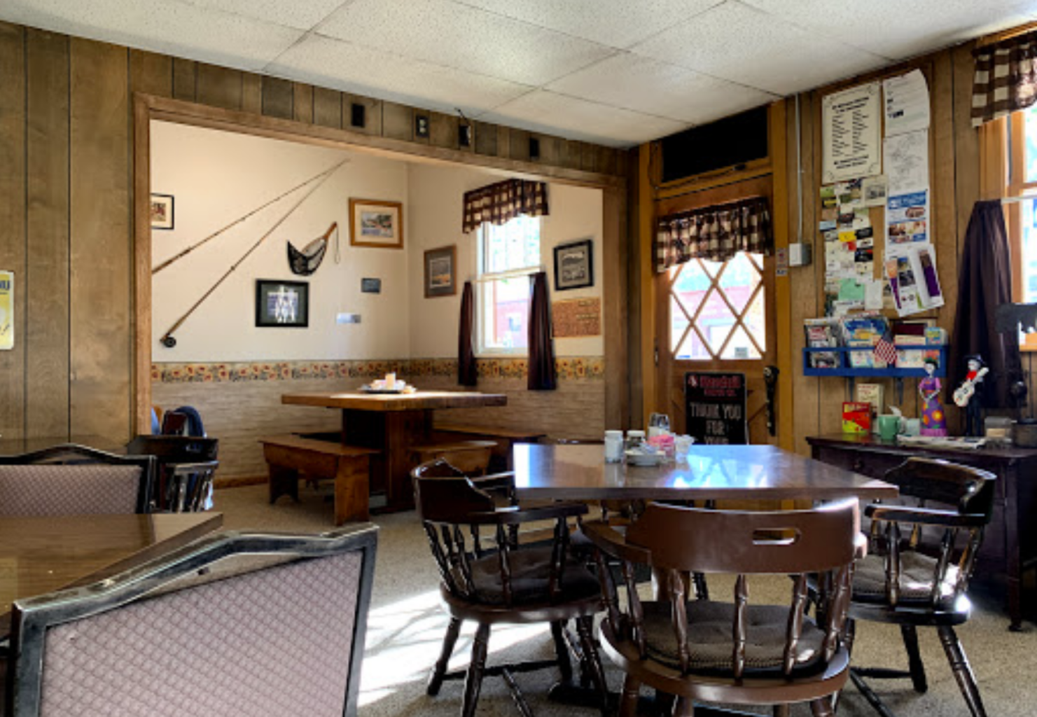 Homey and small dining room of the Kendall Mountain Cafe in Silverton, Colorado 