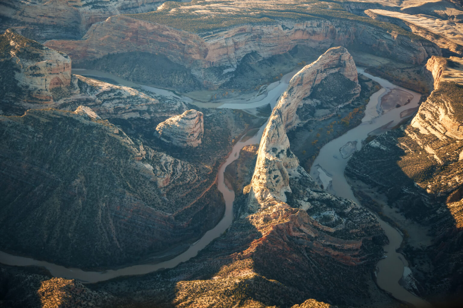 Yampa River - Ariel view of river and rock formation