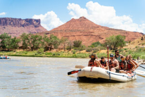 Castle Valley Rafting - medium shot of group on the raft