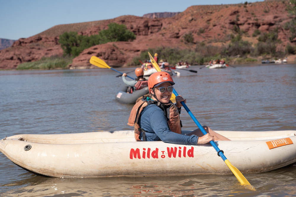 Close-up of Kayaker on the Colorado River in Castle Valley