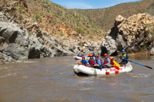 wide view of the upper salt river canyon with Saguaro Cacti - rafting family - Mild To Wild