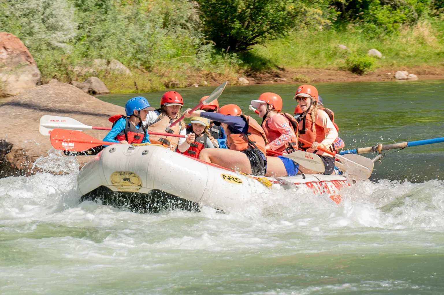 Durango Rafting on the Lower Animas - Guests getting splashed on 29th street - Mild to Wild