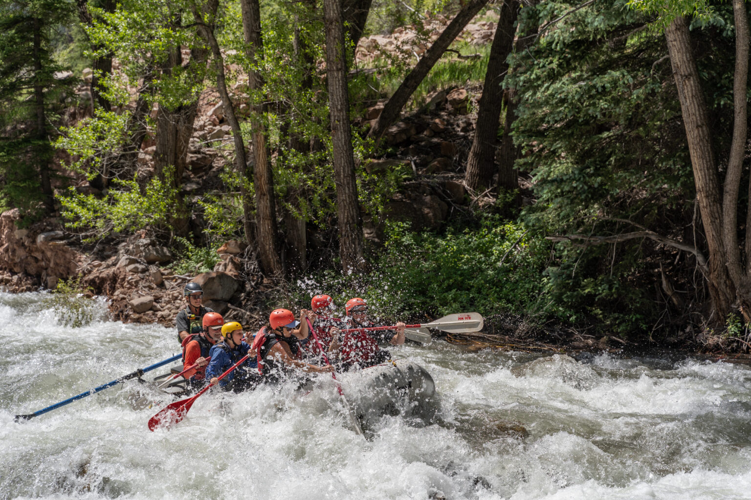 San Miguel River Rafting through Sawpit Rapid - Big Splashes - Mild to Wild