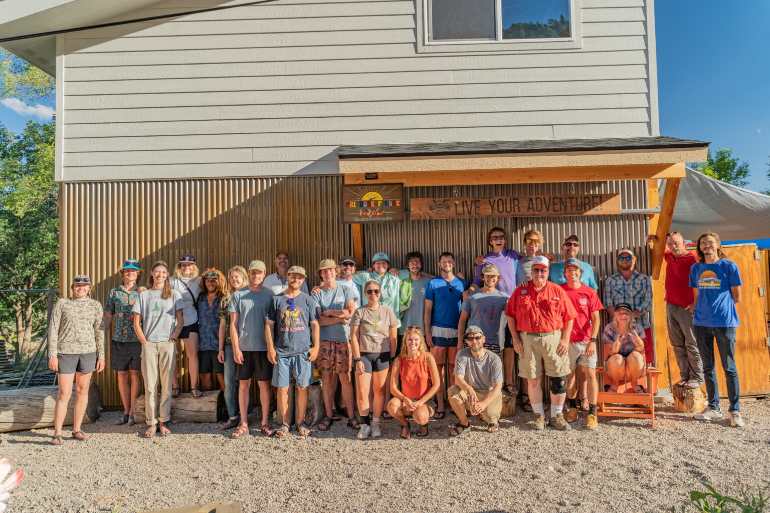 Mild to Wild staff standing in front of the Boat Barn for a group photo