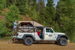 Close up of guide and guests in a parked Jeep Gladiator - Mild to Wild