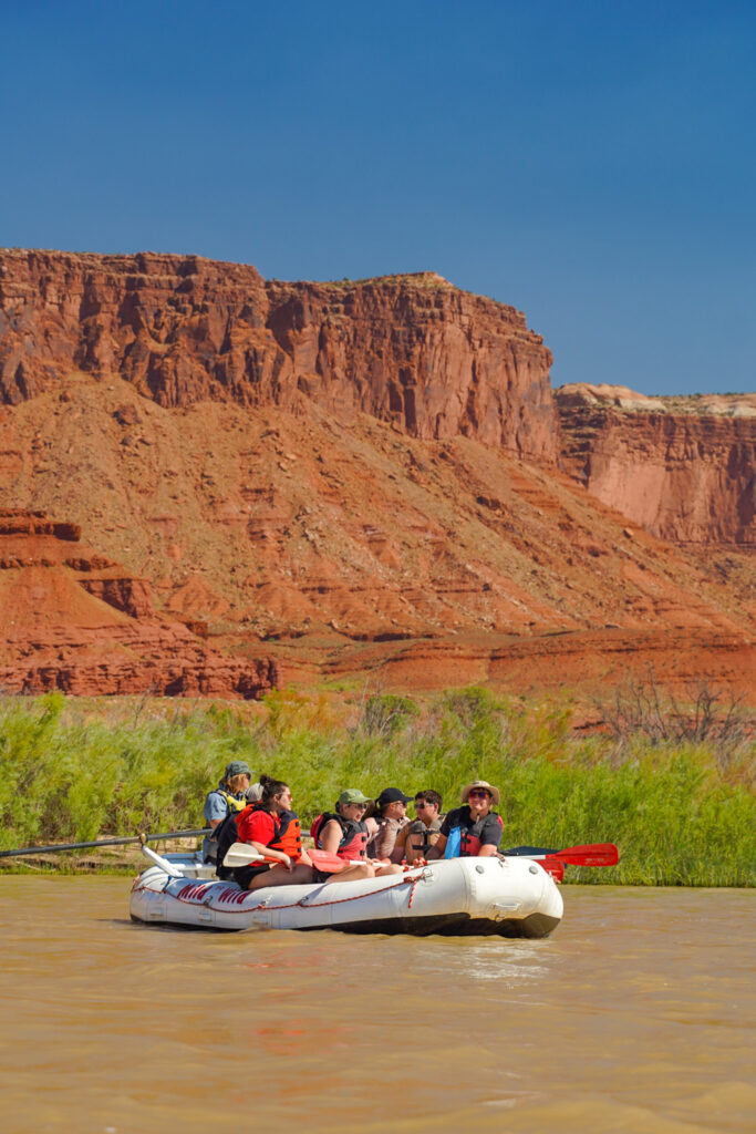 Raft in Castle Valley filled with guests - Moab Utah - Mild to Wild