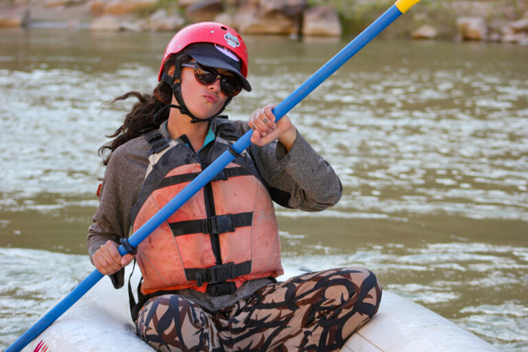 Kayaker posing for the camera in Desolation Canyon