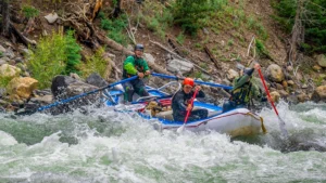 Whitewater rapids with 3 people paddling in a raft - Upper Animas River - Mild to Wild