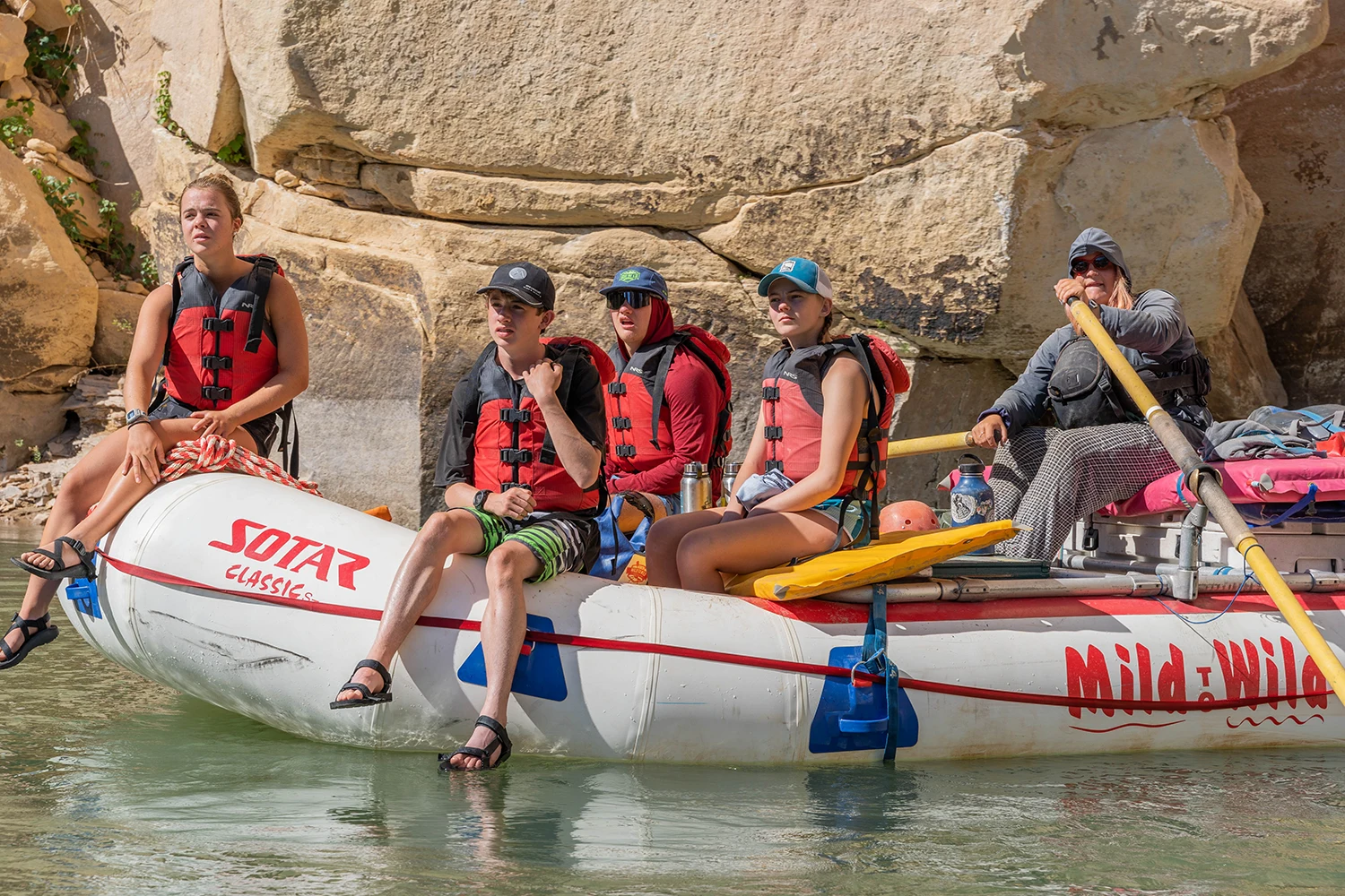 Colorado river - close up of boat with kids