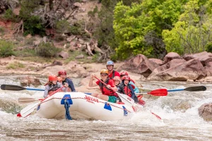 Upper Colorado River Rafting close up of raft with happy paddlers