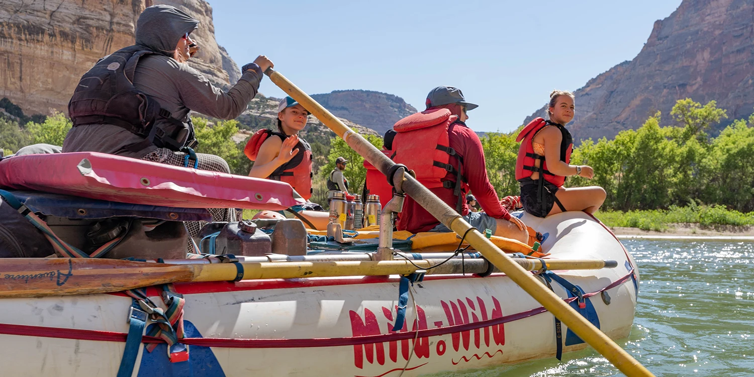 Upper Colorado back view of raft with scenic views