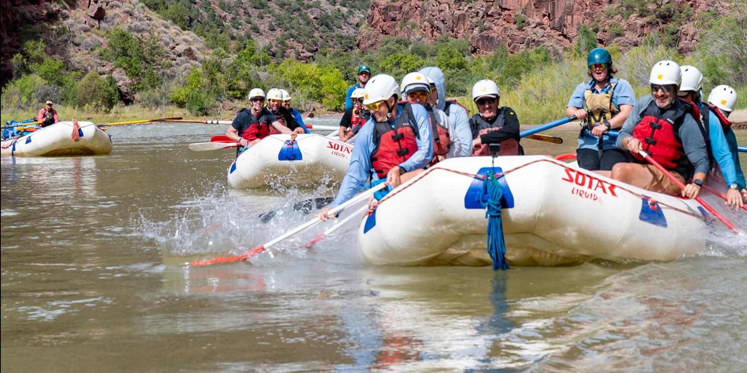 close up of the upper colorado river - paddling and splashes