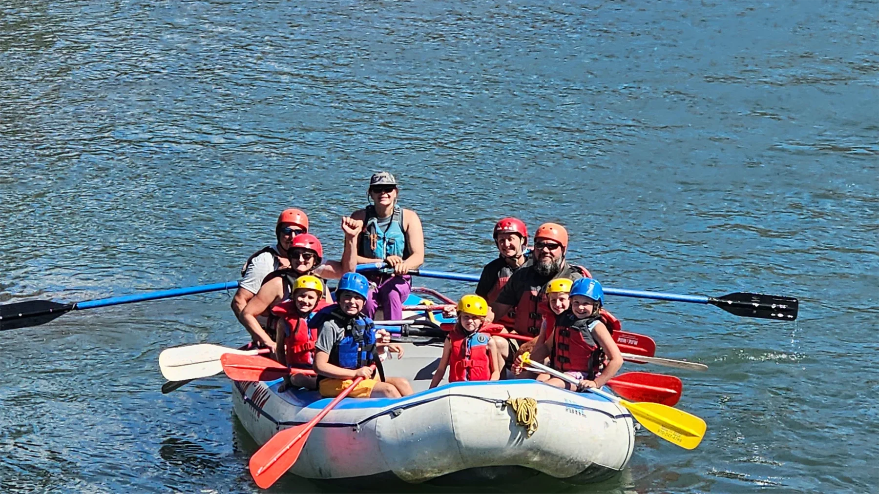 Arkansas River Rafting in Bighorn Sheep Canyon - family and kids in raft - scenic