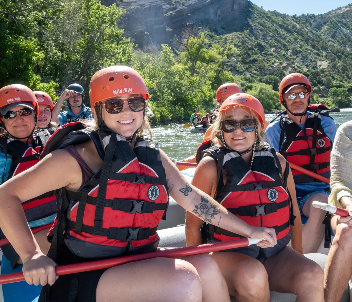 Arkansas River Rafting in browns canyon - close up of guests and guides