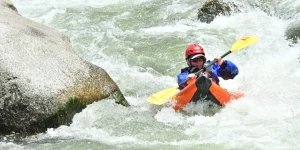 Inflatable Kayaking through whitewater in Browns Canyon