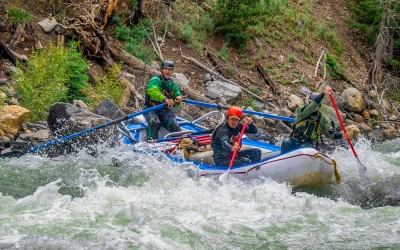 Whitewater rapids with 3 people paddling in a raft - Upper Animas River - Mild to Wild