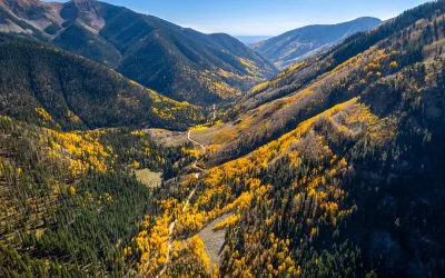 scenic landscape shot of la plata canyon with fall foliage - mild to wild